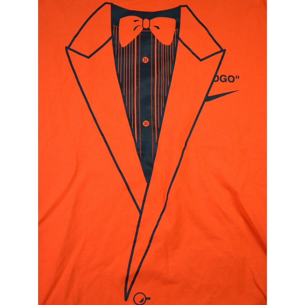 Nike Off-White Air Max 90 Tuxedo Eagle Orange T-Shirt BQ0827-891 Mens Large - Picture 3 of 12